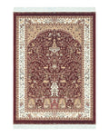 Silk Carpet 4x6 Dark Red & Cream, Tree of Life Rug, Animal Motifs, Birds Deer Rabbits, All Bamboo Silk, 4 x 6 Silk Area Rug