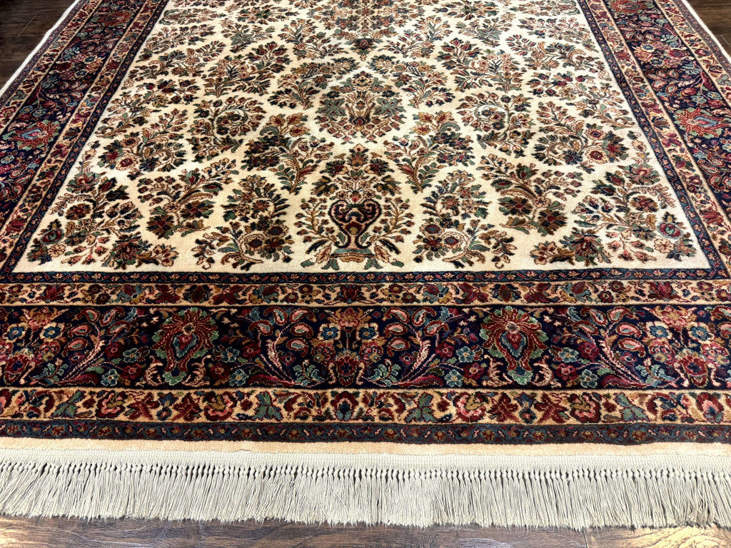 8.8 x 12 Karastan Ivory Sarouk Rug #760, Wool Pile, Vintage, Original 700 Series