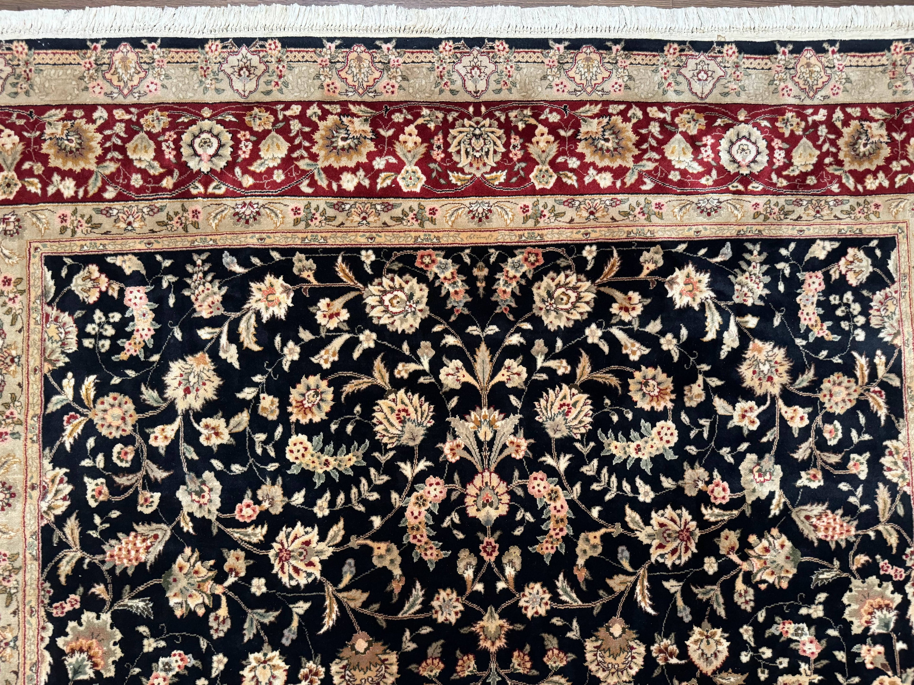 Sino Persian Rug 8x10, Black and Red, Floral Allover