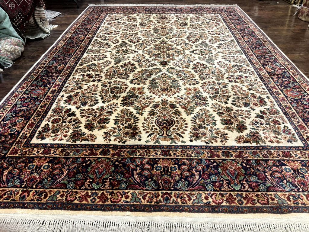 8.8 x 12 Karastan Ivory Sarouk Rug #760, Wool Pile, Vintage, Original 700 Series