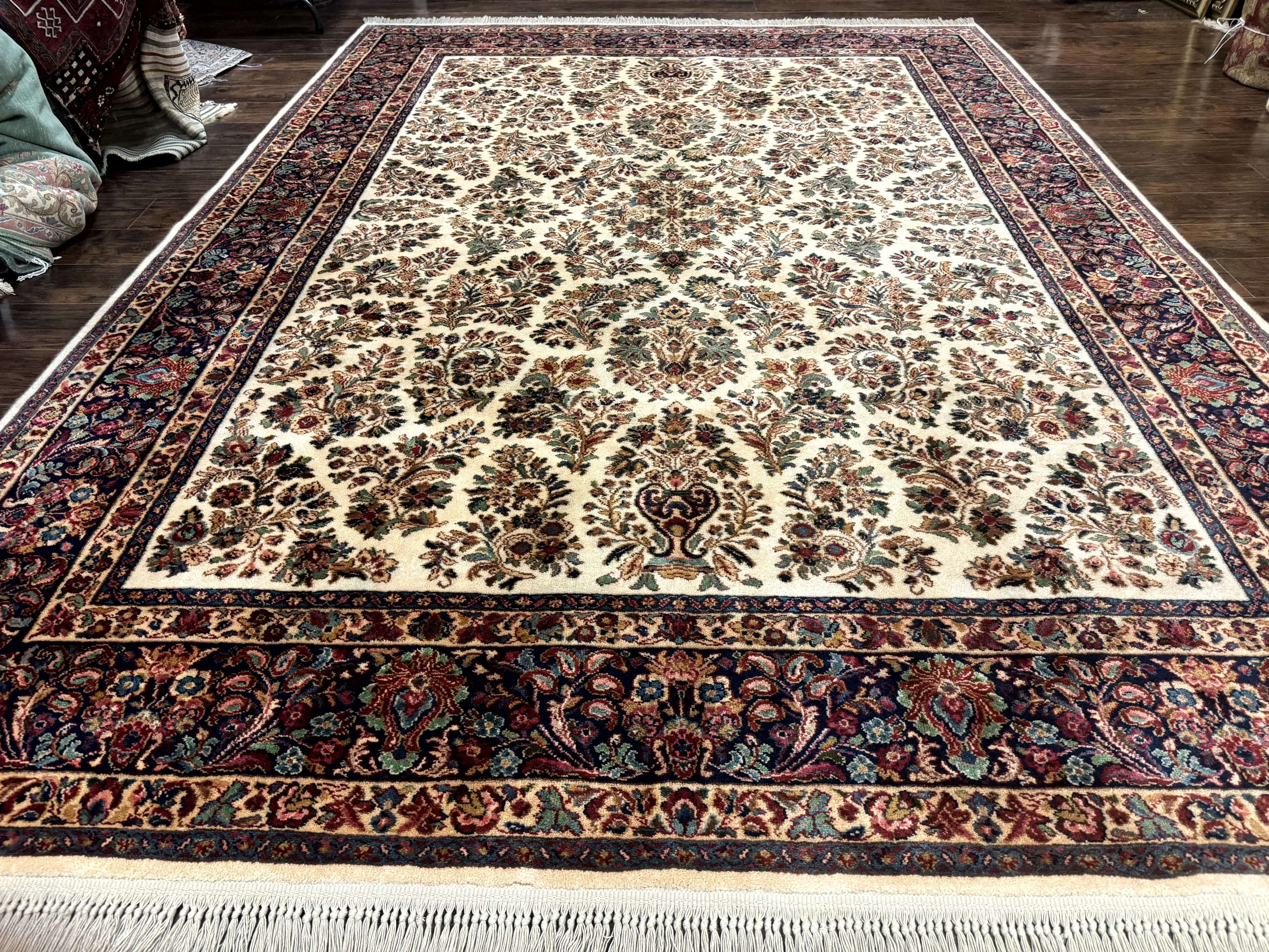8.8 x 12 Karastan Ivory Sarouk Rug #760, Wool Pile, Vintage, Original 700 Series