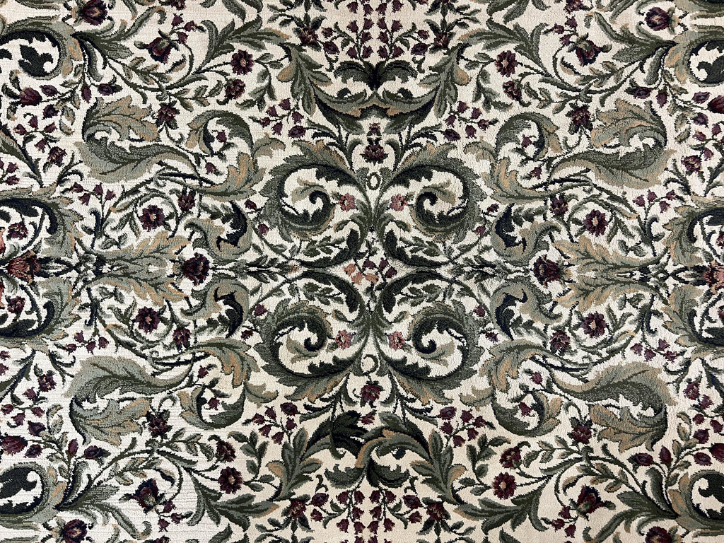 Oriental Rug 8x11, Floral Pattern, Ivory and Black