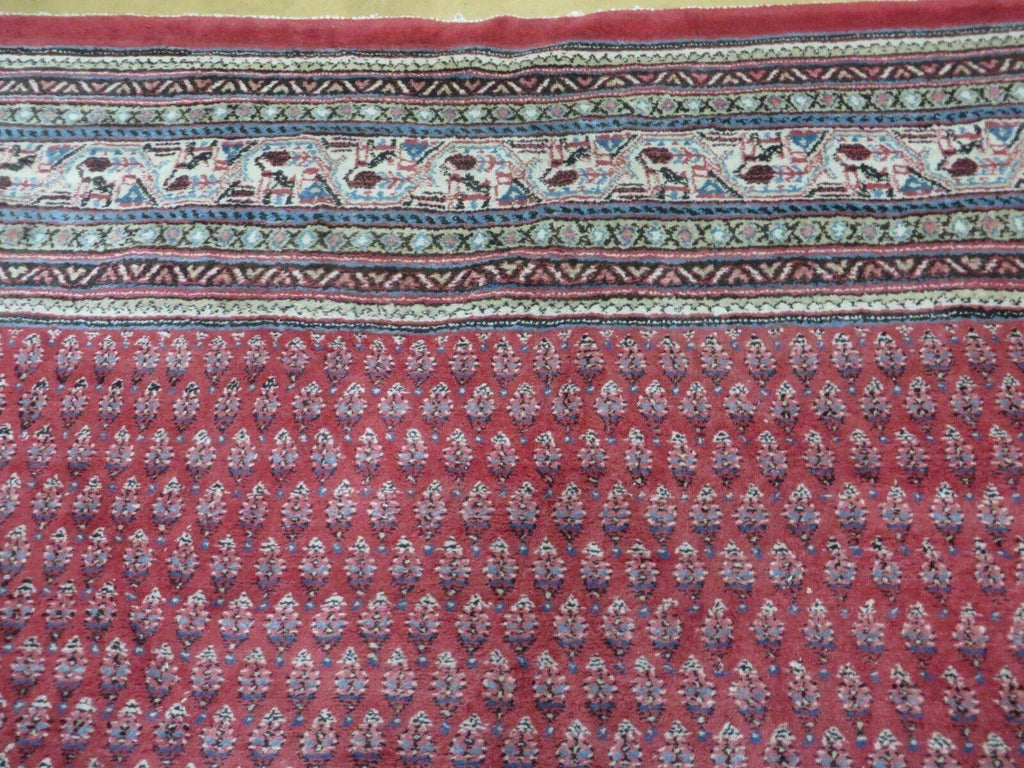 7' X 9' Vintage India Oriental Paisley Handmade Wool Rug Red Vegetable Dyes