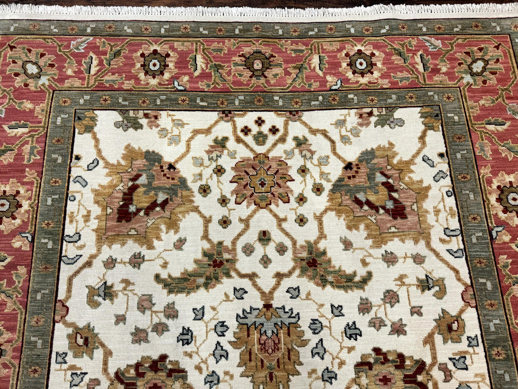 Flatweave Soumak Rug 6x9, Nourison Rug, Wool Handmade, Floral, Ivory