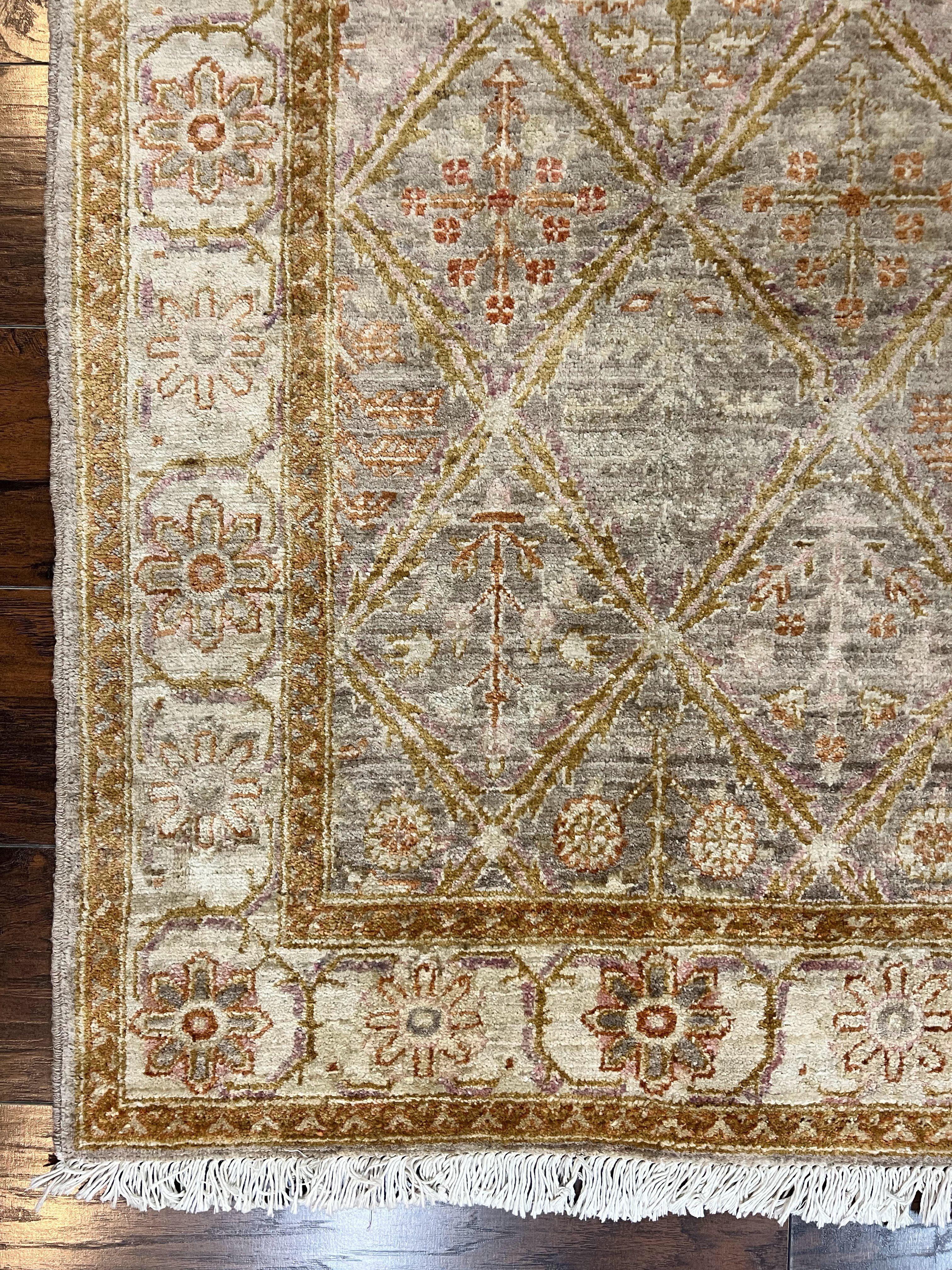 Pakistani Peshawar Rug 3x5, Safavieh Wool Handmade Hand Knotted Vintage Rug, Panel Design 3 x 5 Oriental Carpet