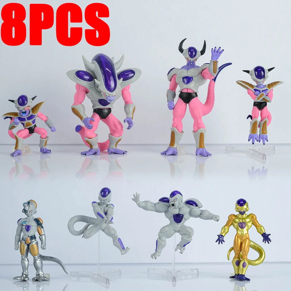 8pcs Frieza Dragon Ball Z Figure Set, Dragon Ball Super Anime Figurines First Second Third Mecha Final Form Perfect Golden Frieza
