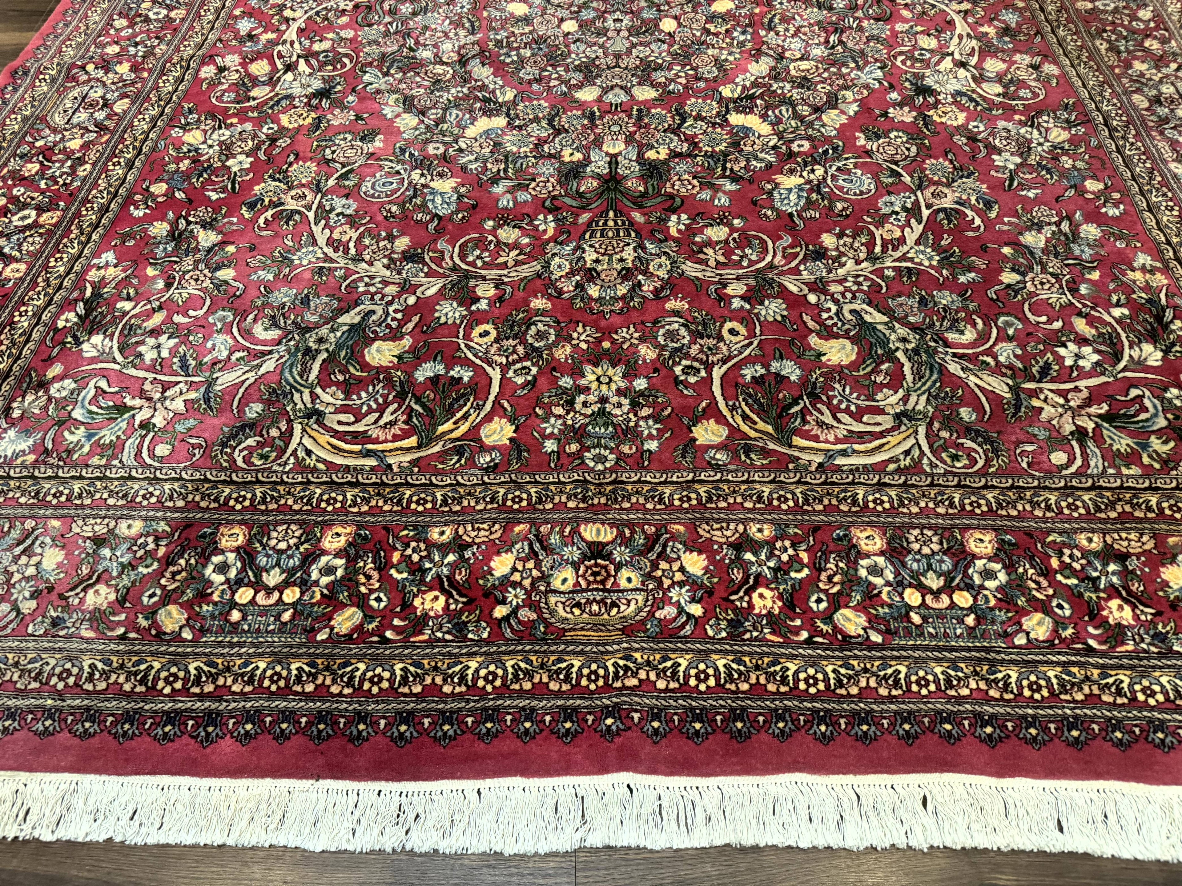 Sino Persian Rug 9x12, Fine 290 KPSI, Rose-Red, Floral Allover