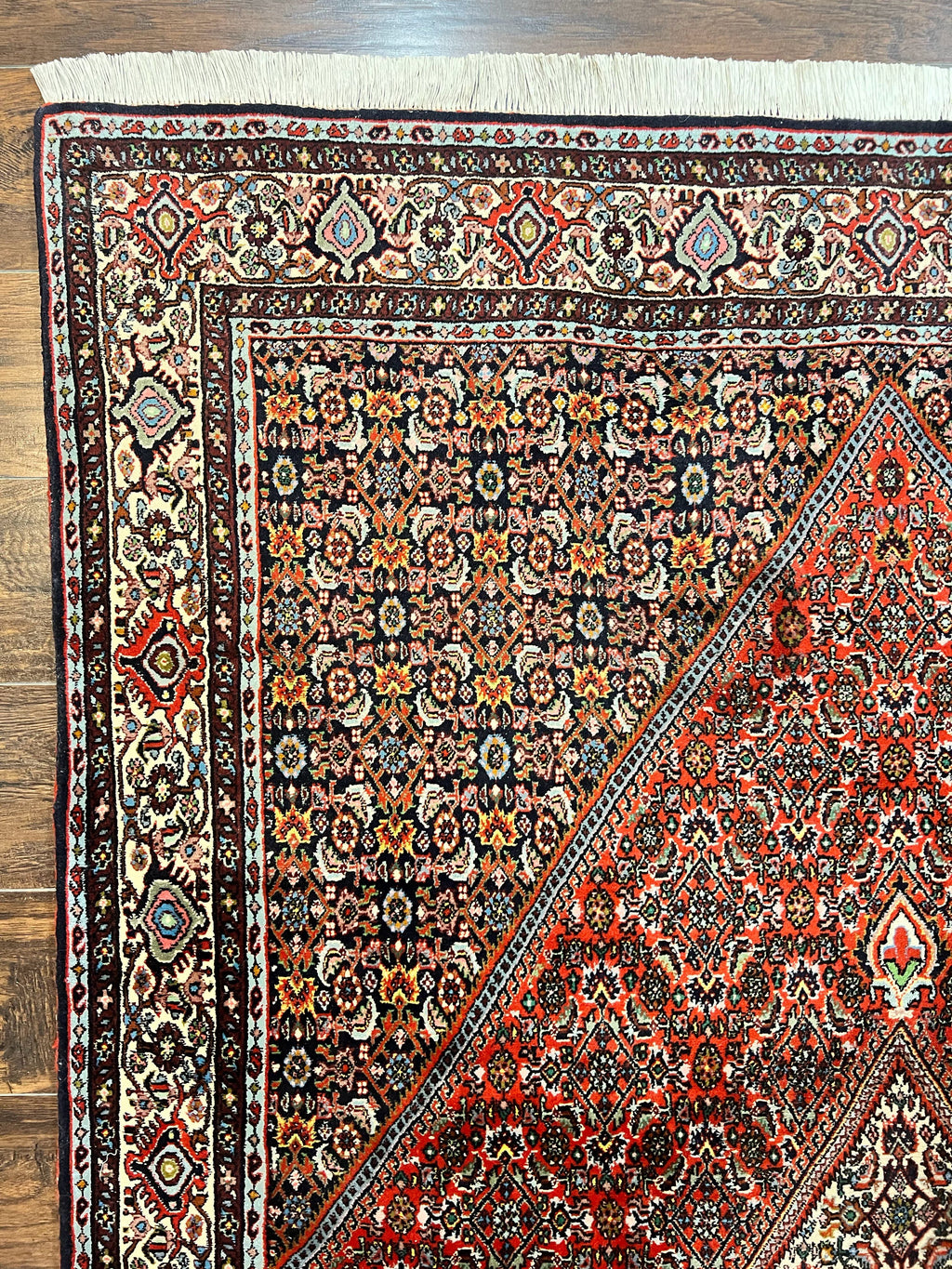 Persian Bidjar Rug 5x10, Wool Hand Knotted Vintage Carpet, Highly Detailed, Mahi Herati Pattern, 5 x 10 Oriental Rug