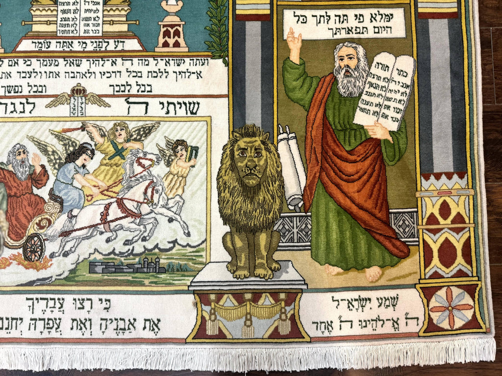 Persian Tabriz Jewish Pictorial Rug  - Biblical Scenes, Kork Wool