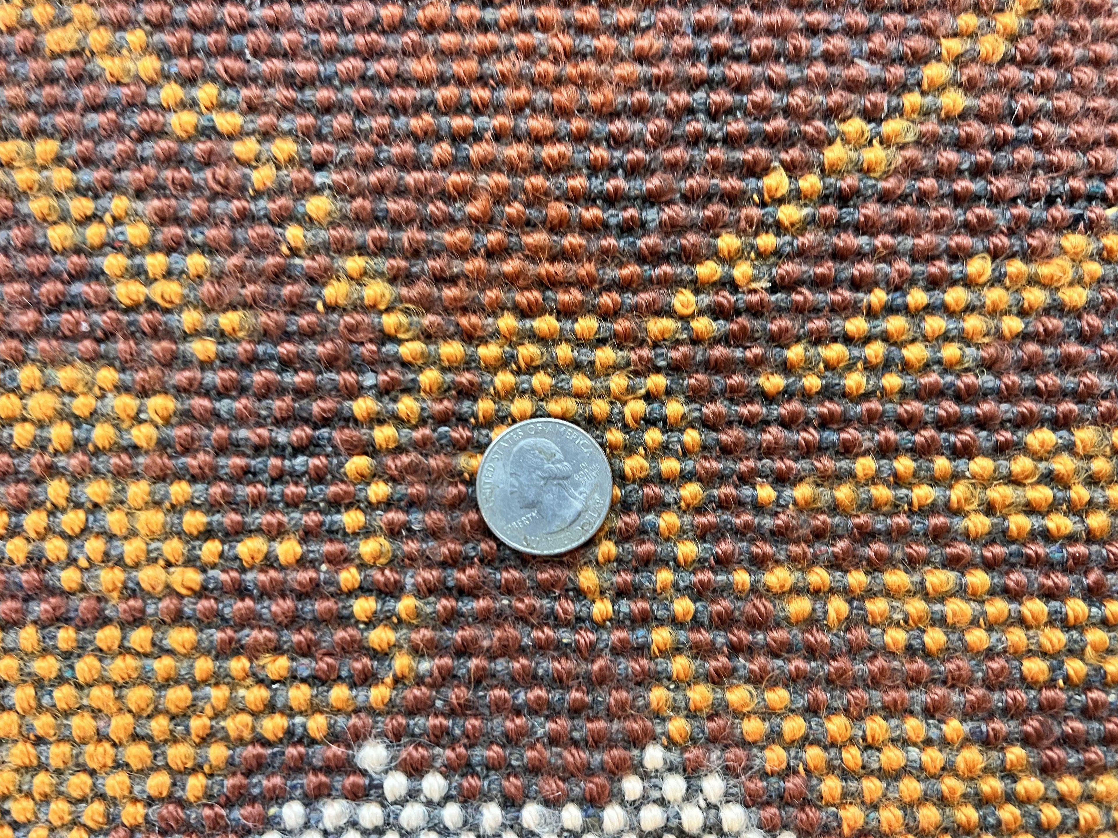 Rya Shag Rug 2x4, Rabbit in Top Hat, Wool, Orange, Vintage 1960s Danish Shag Rug