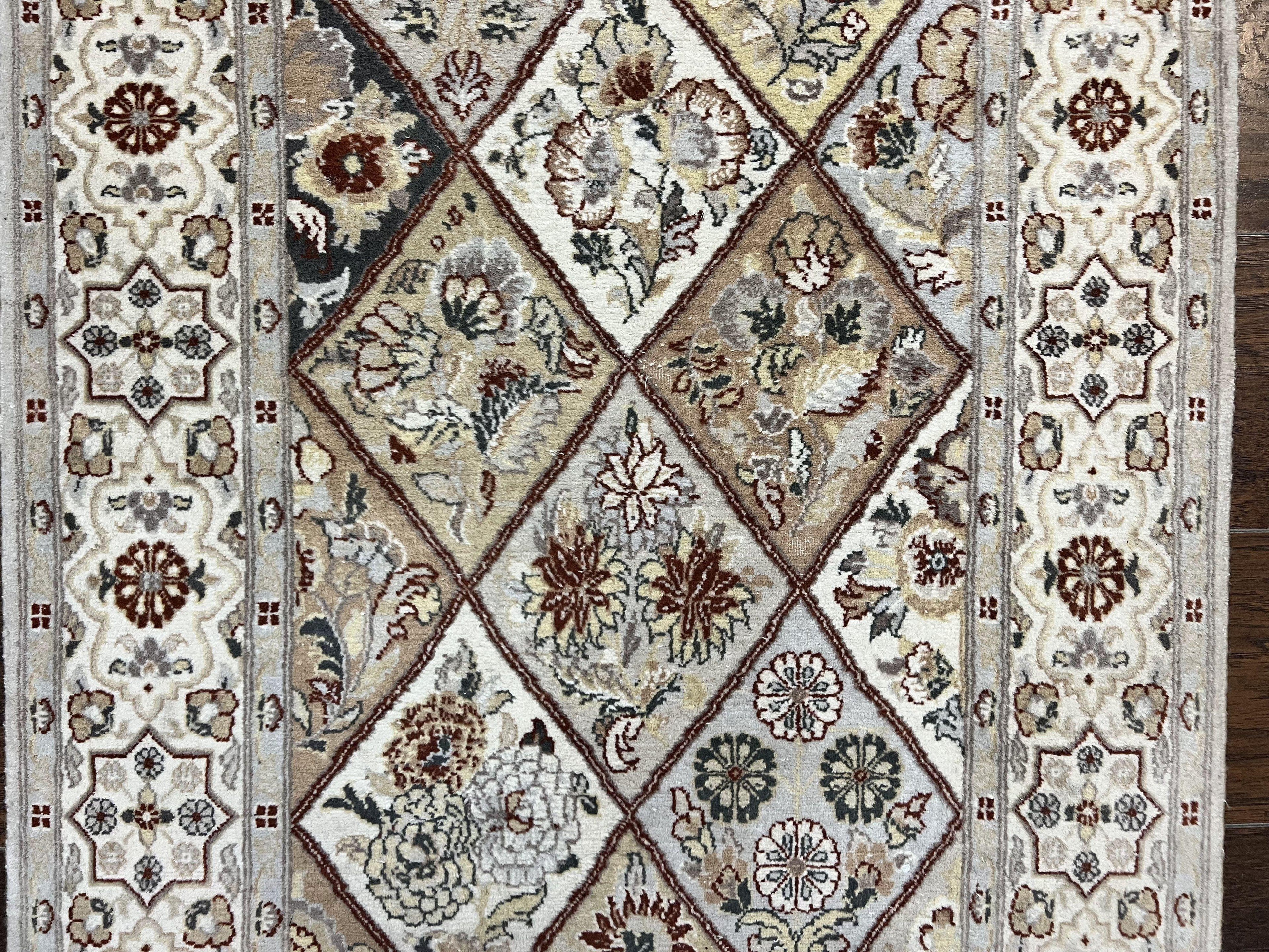Pak Persiann Runner Rug 2.7 x 12, Handmade Wool Vintage Hallway Rug, Panel Design