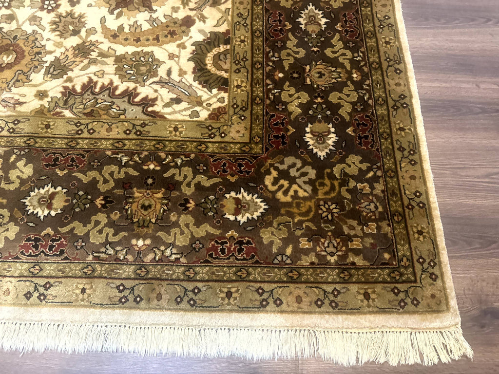 Indo Persian Mahal Rug 8x10, Floral Traditional Wool Oriental Carpet