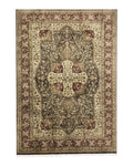 Indo Persian Rug 6x9, Wool Handmade Vintage Rug, Floral Cross Pattern
