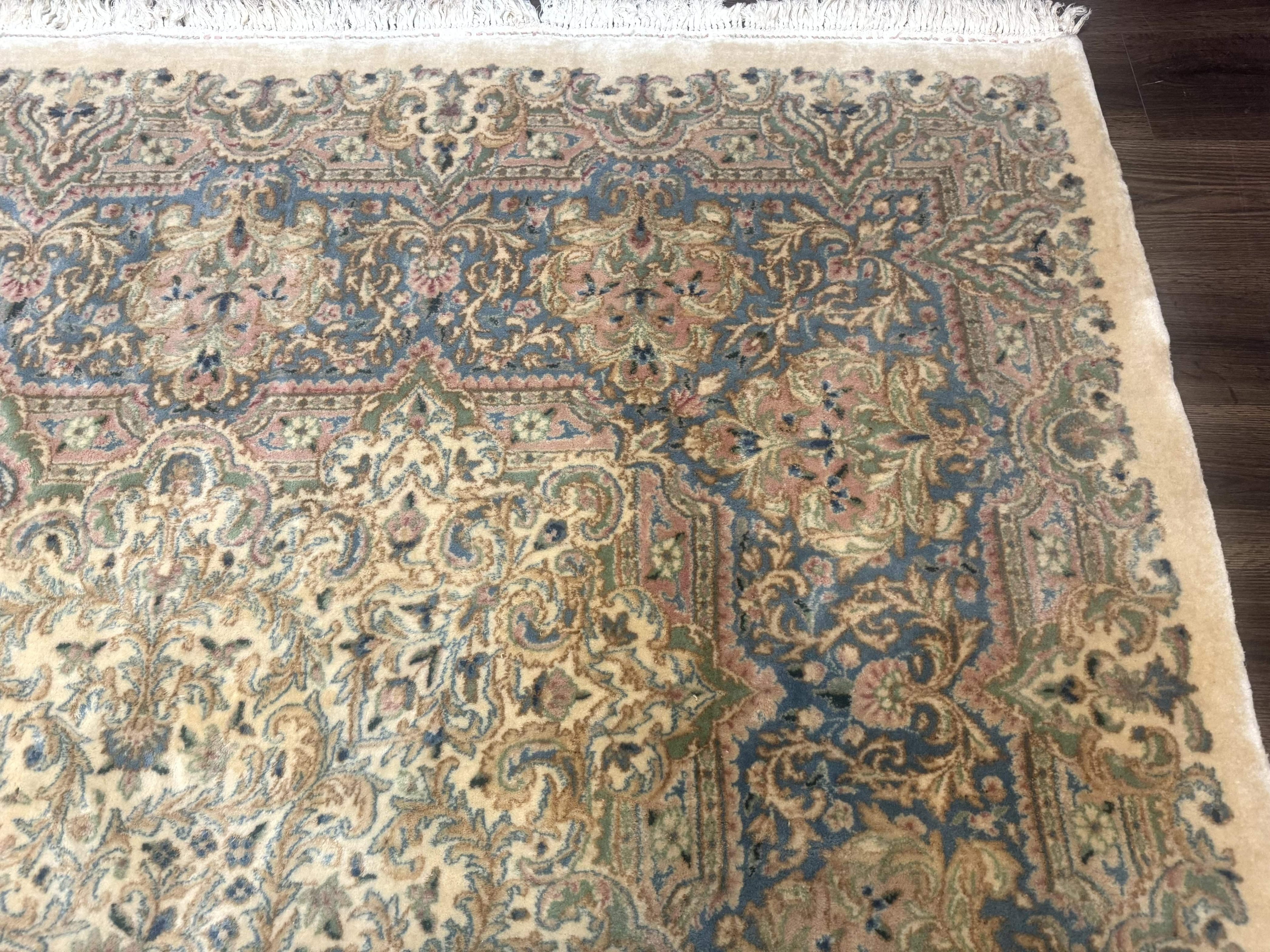 Palace Size Persian Kerman Rug 12x18, Floral Semi Open Field, Signed, Fine 240 KPSI
