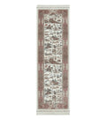 Turkish Silk Runner Rug 2.6 x 8, Hunting Design, Ivory, Bamboo Silk, New
