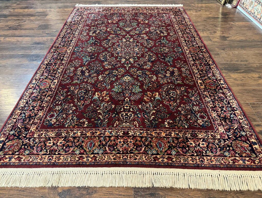5.9 x 9 Karastan Rug Red Sarouk Rug #785, 100% Wile Pile Carpet, Original 700 Series, Vintage