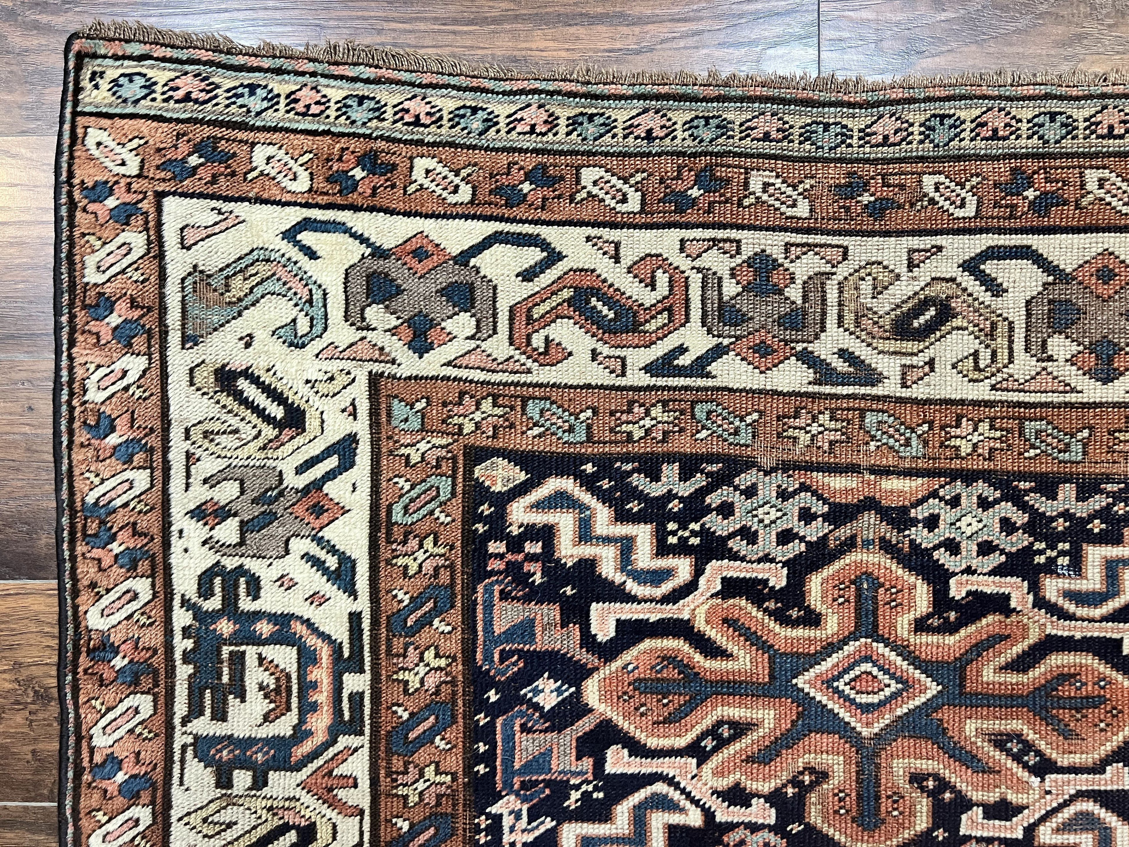 Antique Persian Tribal Runner Rug 4.6 x 9.8, Kurdish Runner, Rug for Hallway or Kitchen, 1920s Carpet, Wool Handmade Rug