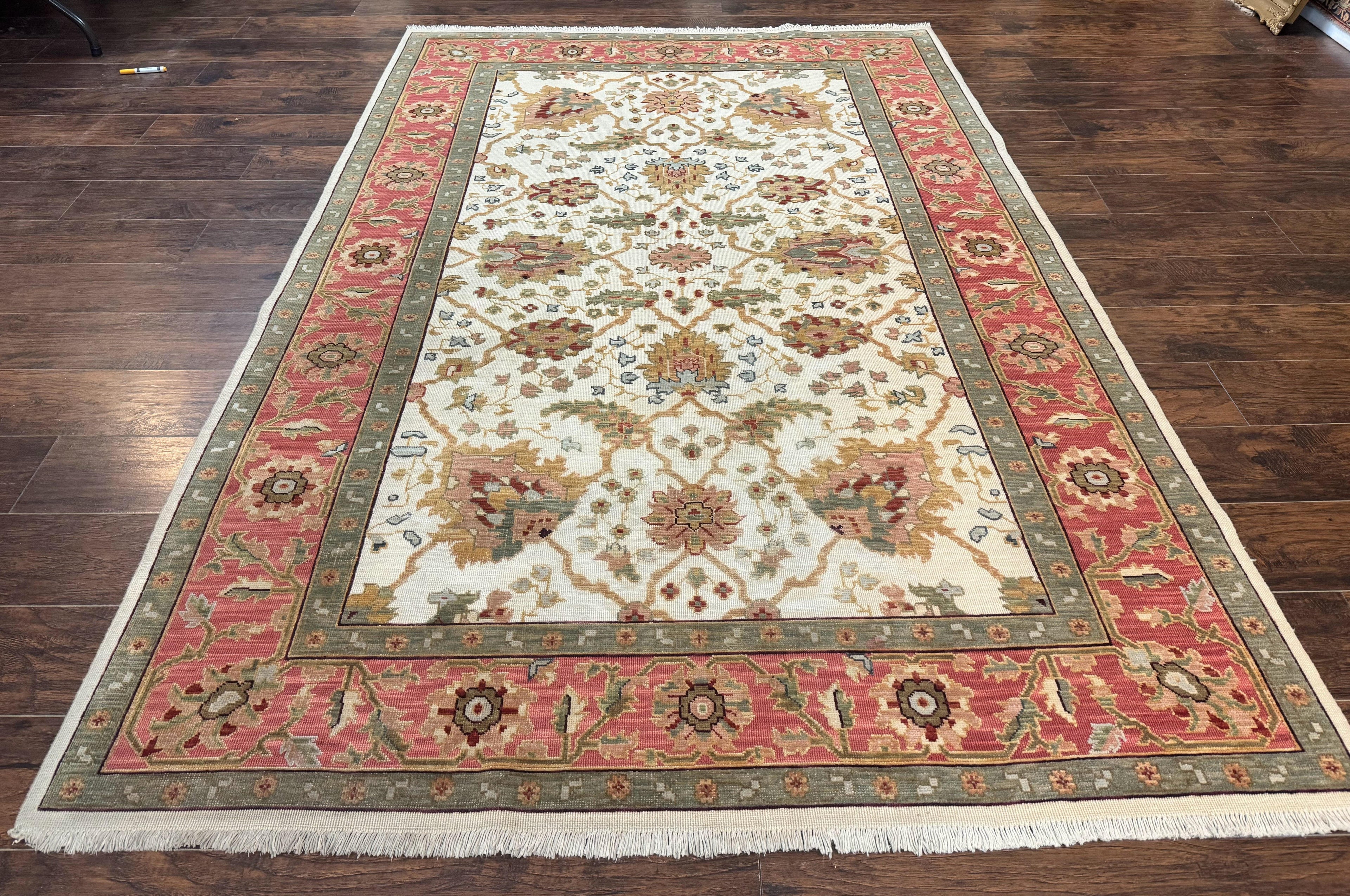 Flatweave Soumak Rug 6x9, Nourison Rug, Wool Handmade, Floral, Ivory