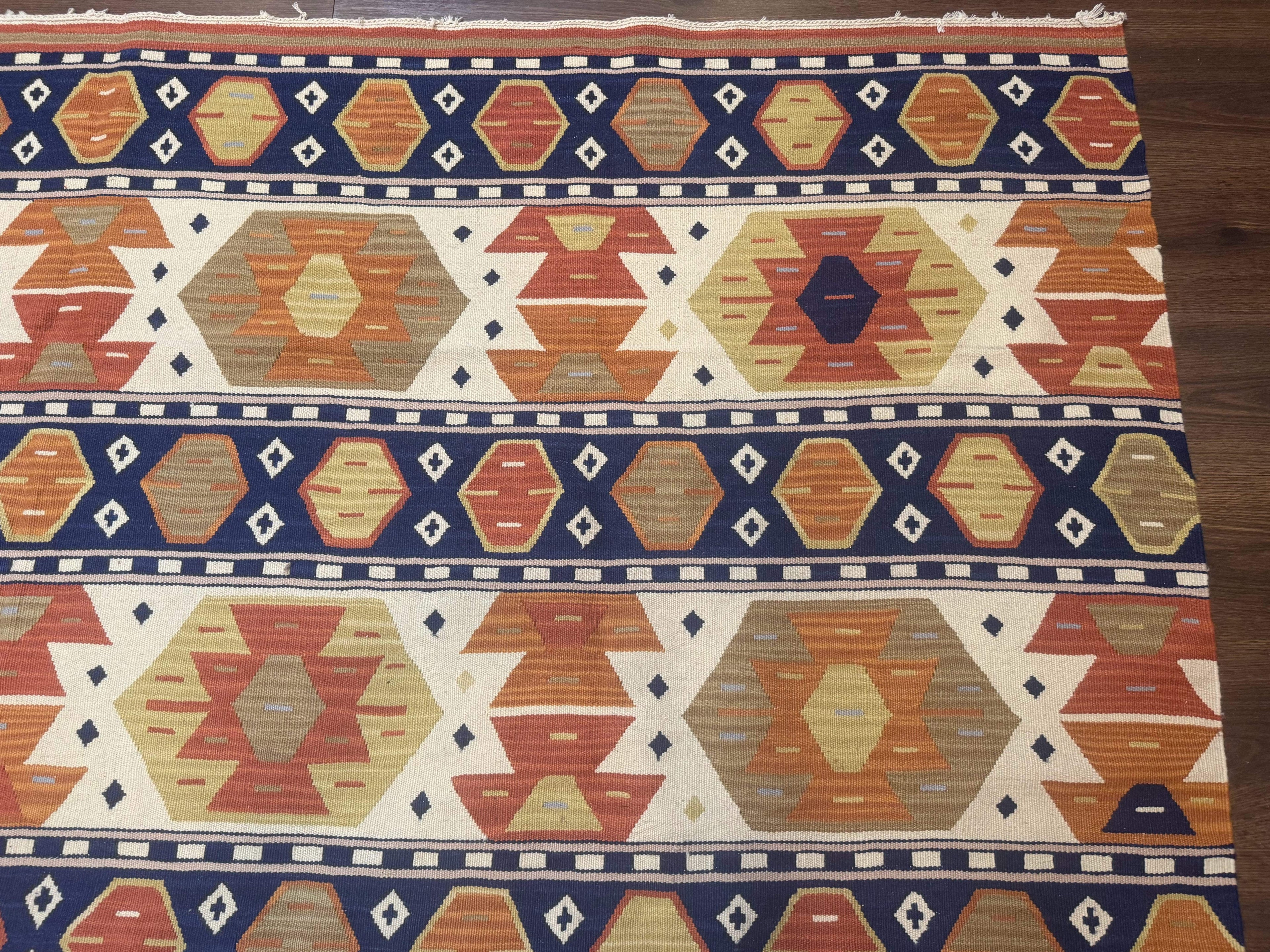 Turkish Kilim Rug 8x11, Handmade, Wool, Nourison Rug