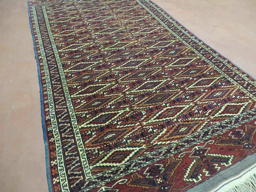4' X 8' Antique Handmade Russian Bokhara Turkoman Yamud Wool Rug Carpet Nice