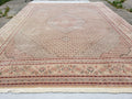 Stunning Oversized Pak Persian Oriental Rug 12x15, Hand Knotted Wool & Silk Palace Sized Carpet, Mahi Pattern, Very Fine, Peach Beige, Wow