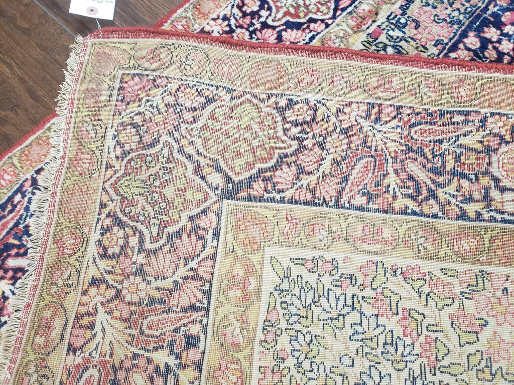 Antique Persian Kerman Lavar Rug 4.4 x 7.5, Highly Collectible Rare, 1880s Rug, Millefleurs, Cows, Wool Hand Knotted, Pictorial