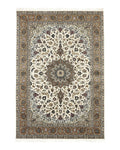Wonderful Persian Tabriz Rug 7x10, Floral Medallion, Very Fine Oriental Carpet, Ivory