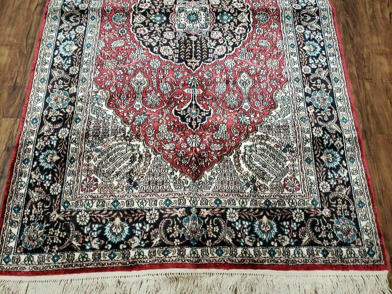 3' X 5' Vintage Fine Handmade India Oriental Kashmir Silk Rug 400 KPSI Wow