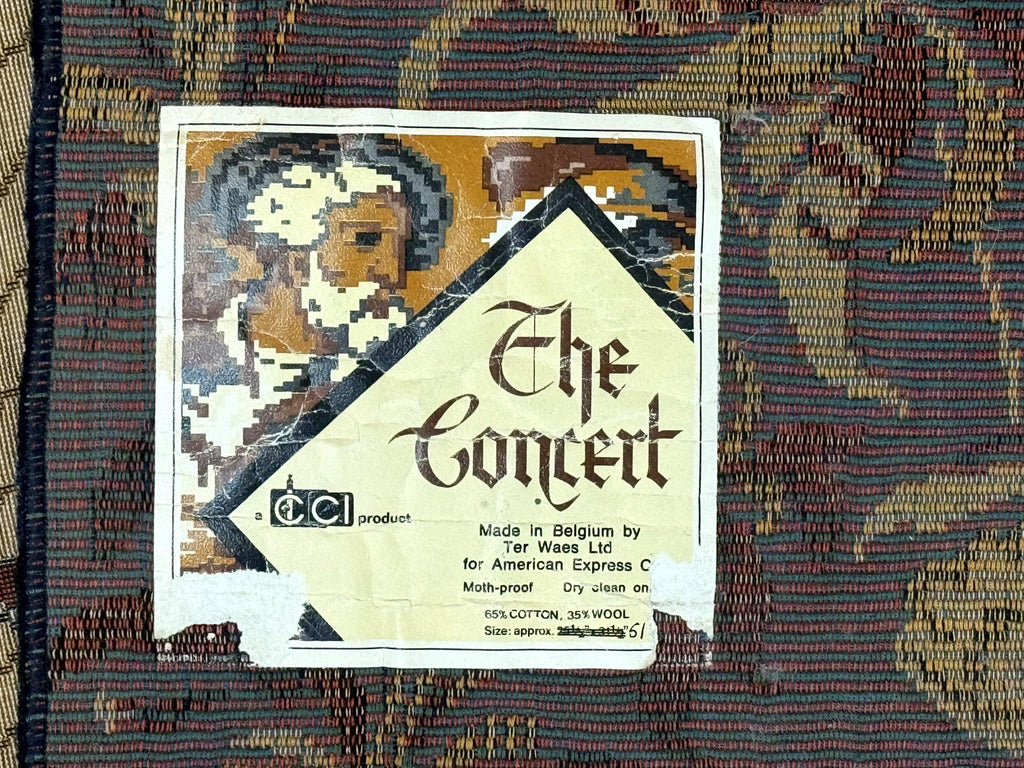 Vintage Belgium Tapestry 4x5, The Concet Musicians, Green