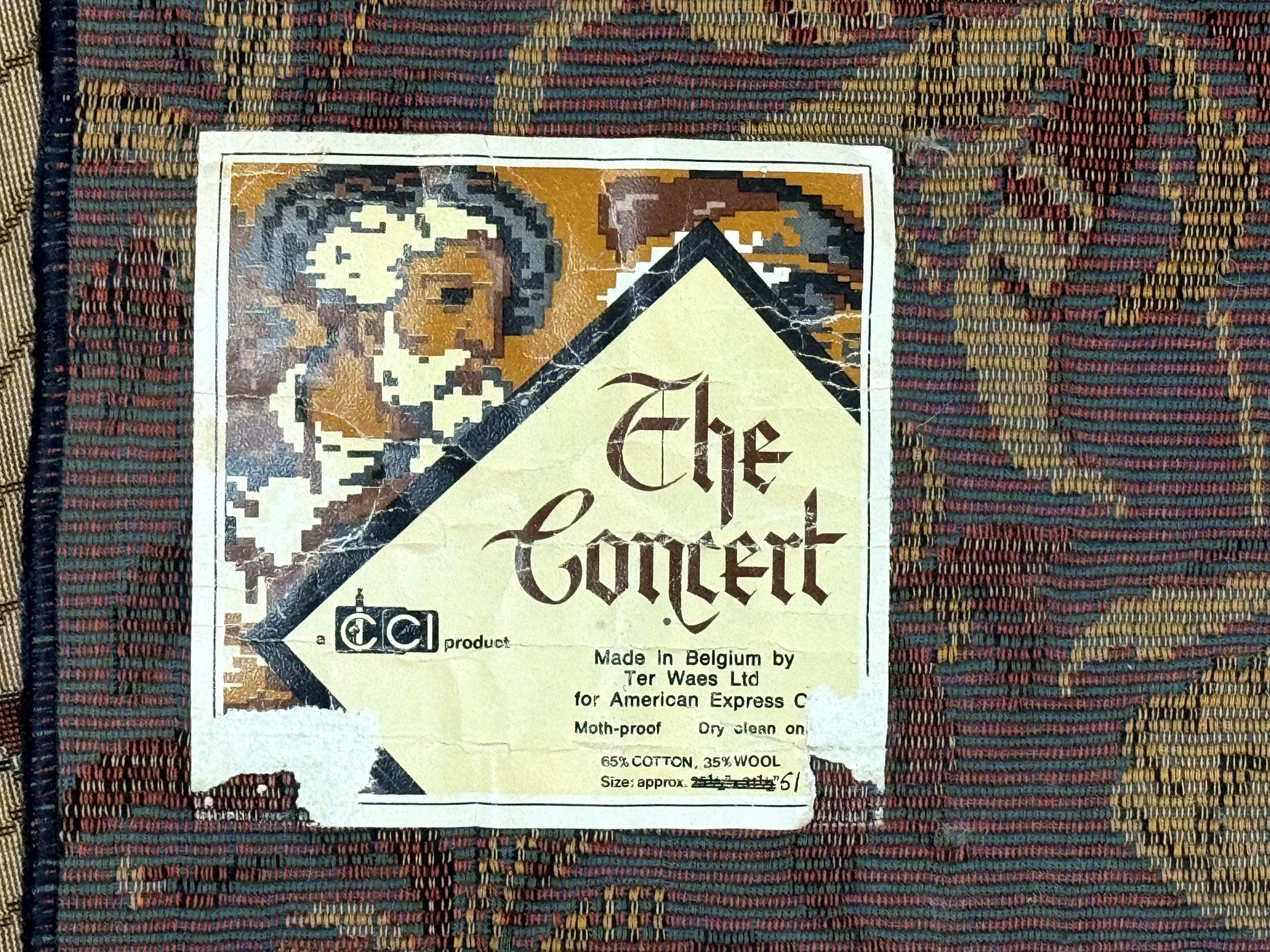 Vintage Belgium Tapestry 4x5, The Concet Musicians, Green