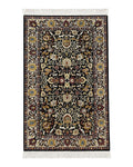 Sino Persian Silk Rug 3x5 Oriental Carpet 3 x 5 Fine Silk Rug, Black Ivory Gold, Animal Motifs, Flowers, High Quality, Vintage Silk Rug Wow