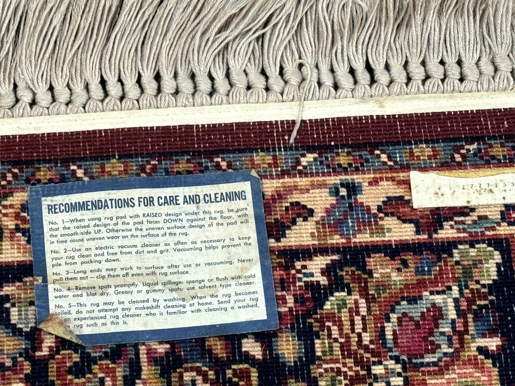 5.9 x 9 Karastan Rug Red Sarouk Rug #785, 100% Wile Pile Carpet, Original 700 Series, Vintage