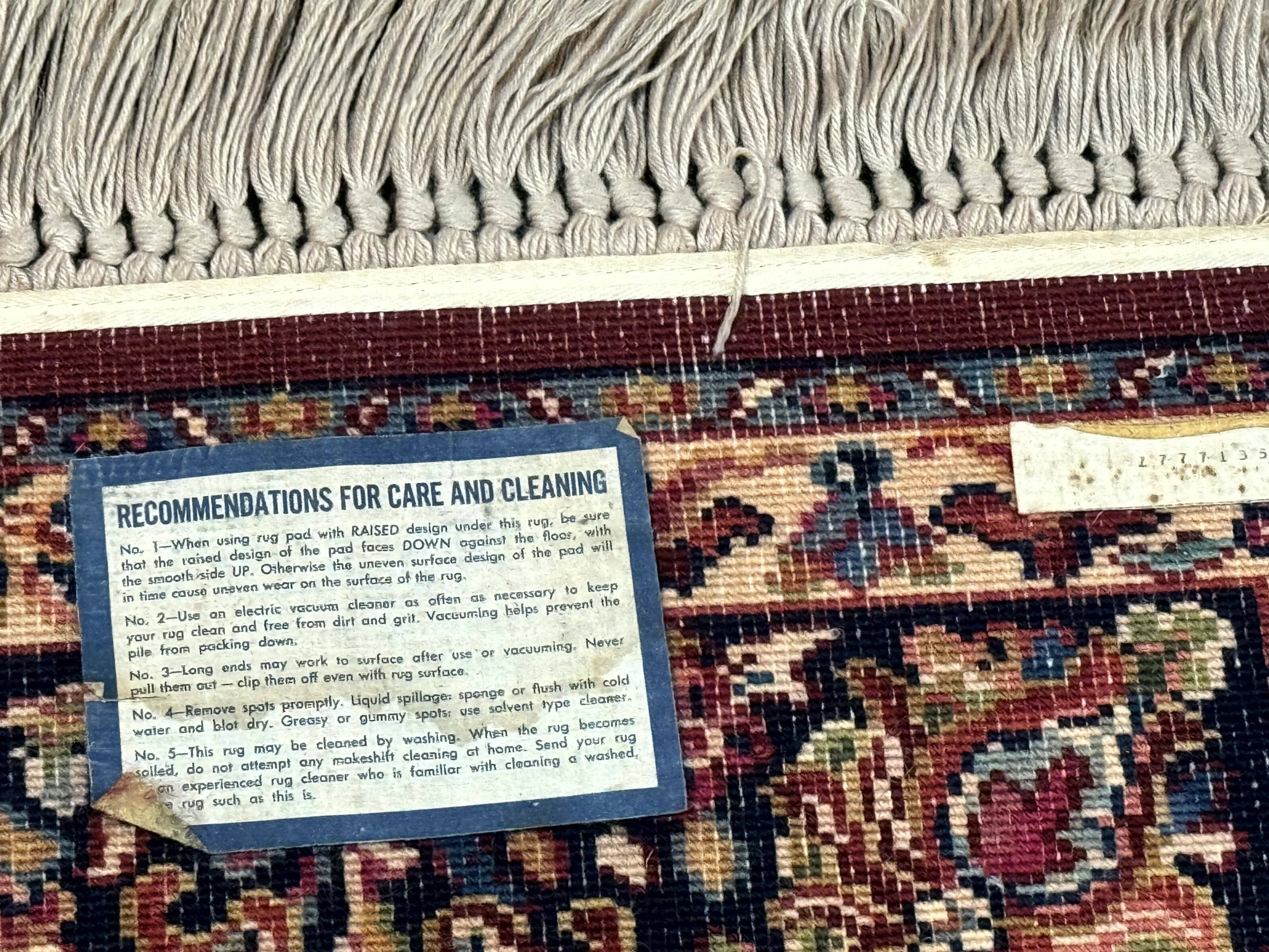 5.9 x 9 Karastan Rug Red Sarouk Rug #785, 100% Wile Pile Carpet, Original 700 Series, Vintage