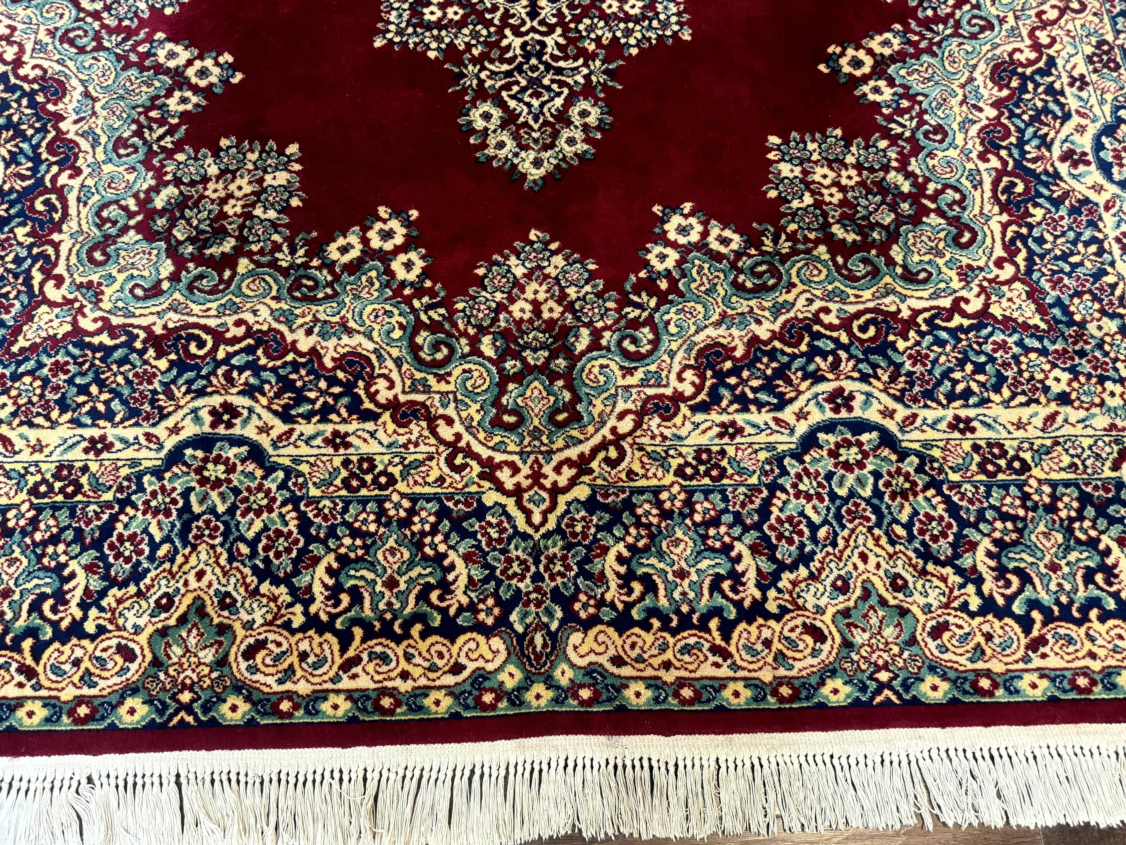 Power Loomed Persian Oriental Rug 9x12, Vintage Wool Pile, Kirman Design