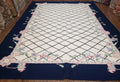 Vintage Dhurrie Rug, Indian Dhurrie 8x11 - 9x11, Wool Hand-Woven Ivory & Black Indo Carpet, Large Flat Weave Rug Living Room Rug Black White
