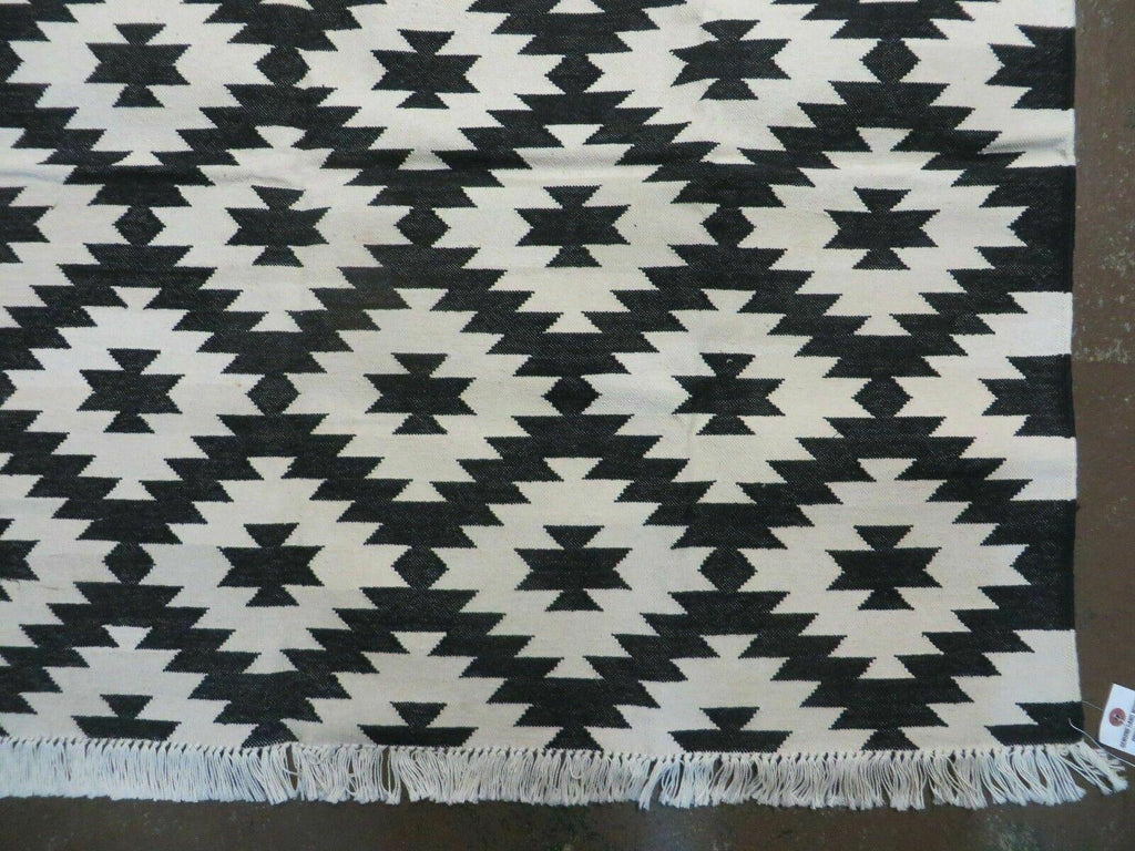 4' X 6' Hand Woven Wool Rug Contemporary Kilim Dhurrie Modern Oriental Area Rug