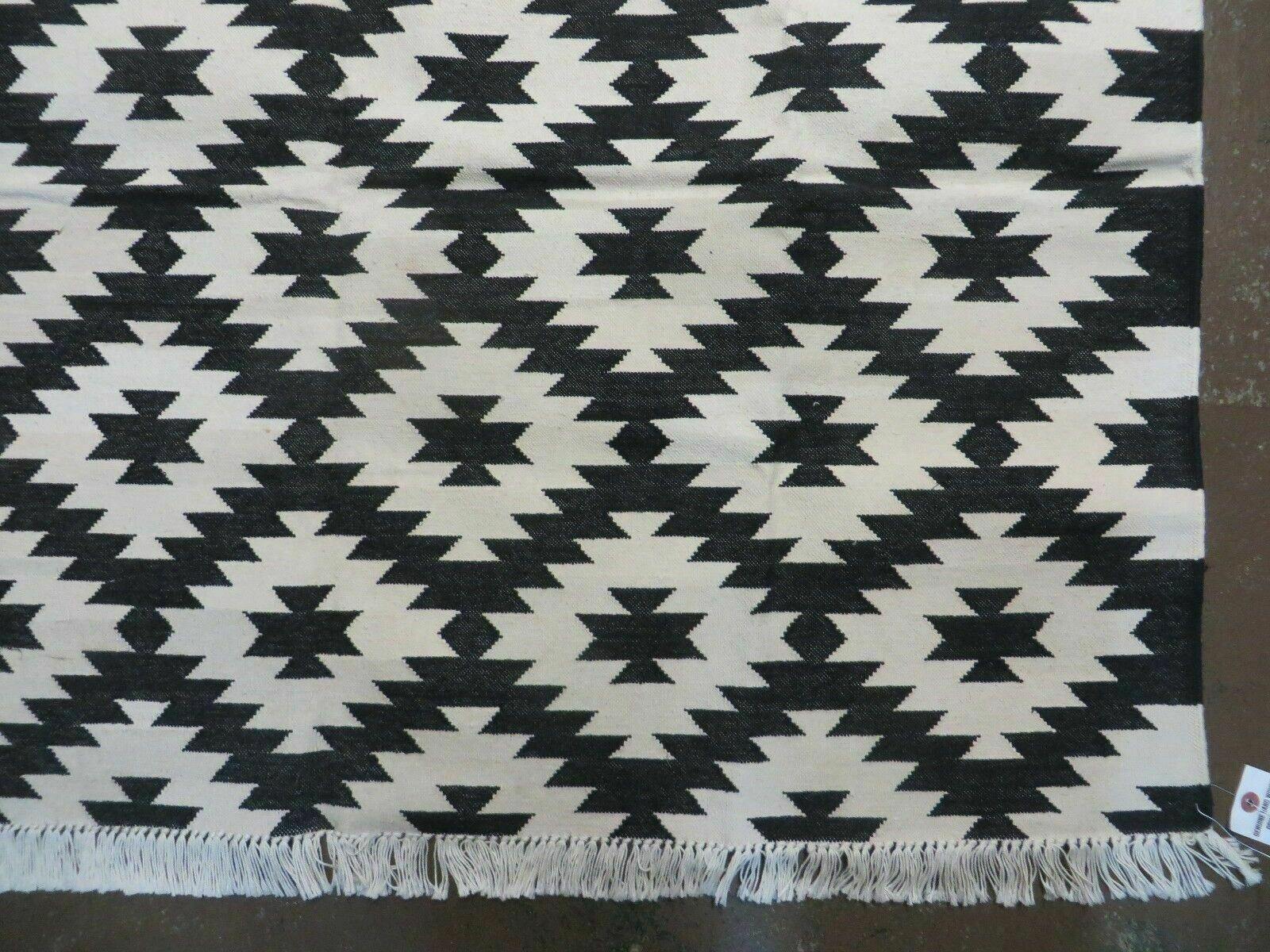 4' X 6' Hand Woven Wool Rug Contemporary Kilim Dhurrie Modern Oriental Area Rug