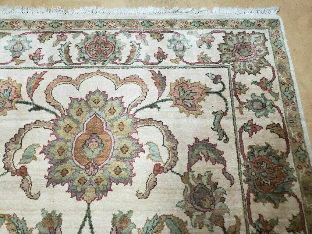 4x12 Vintage Oriental Runner Rug Hand Knotted Indian Agra Wool Tea Washed Beige