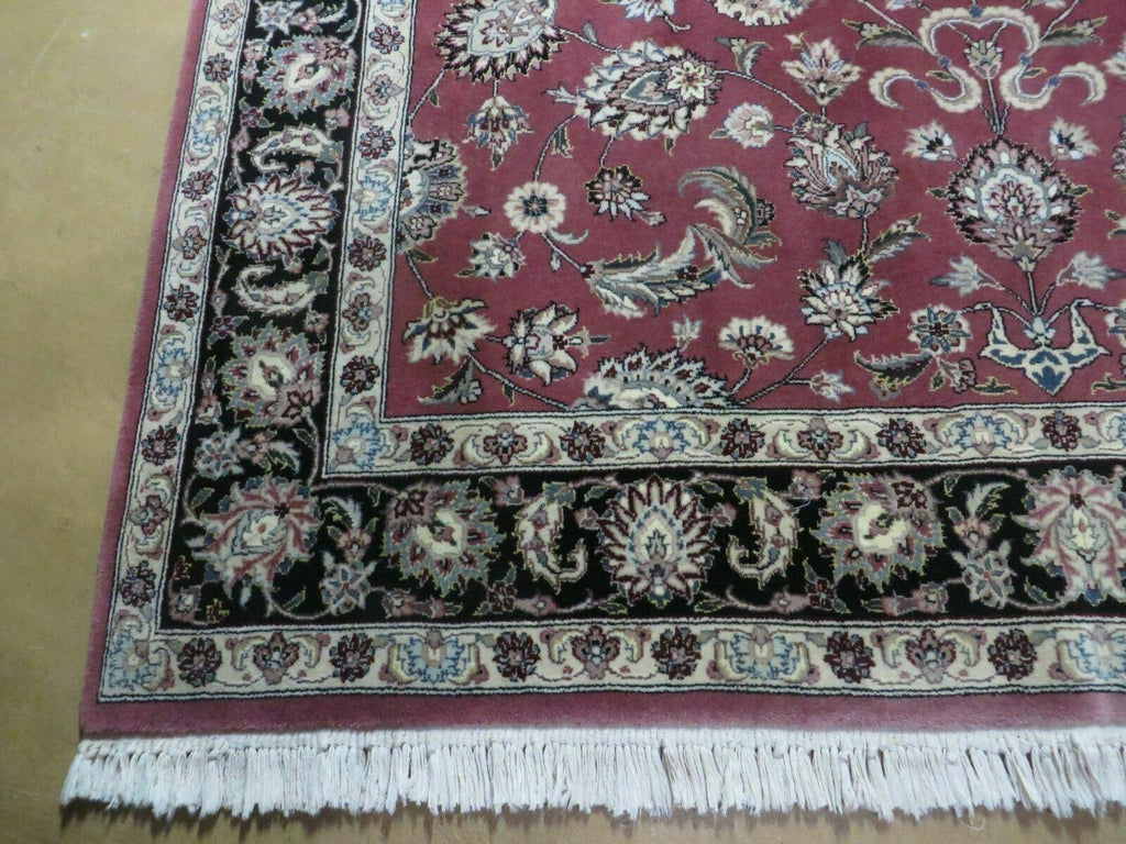 6' X 9' Vintage Handmade Fine India Floral Oriental Silk Accent Wool Rug Carpet