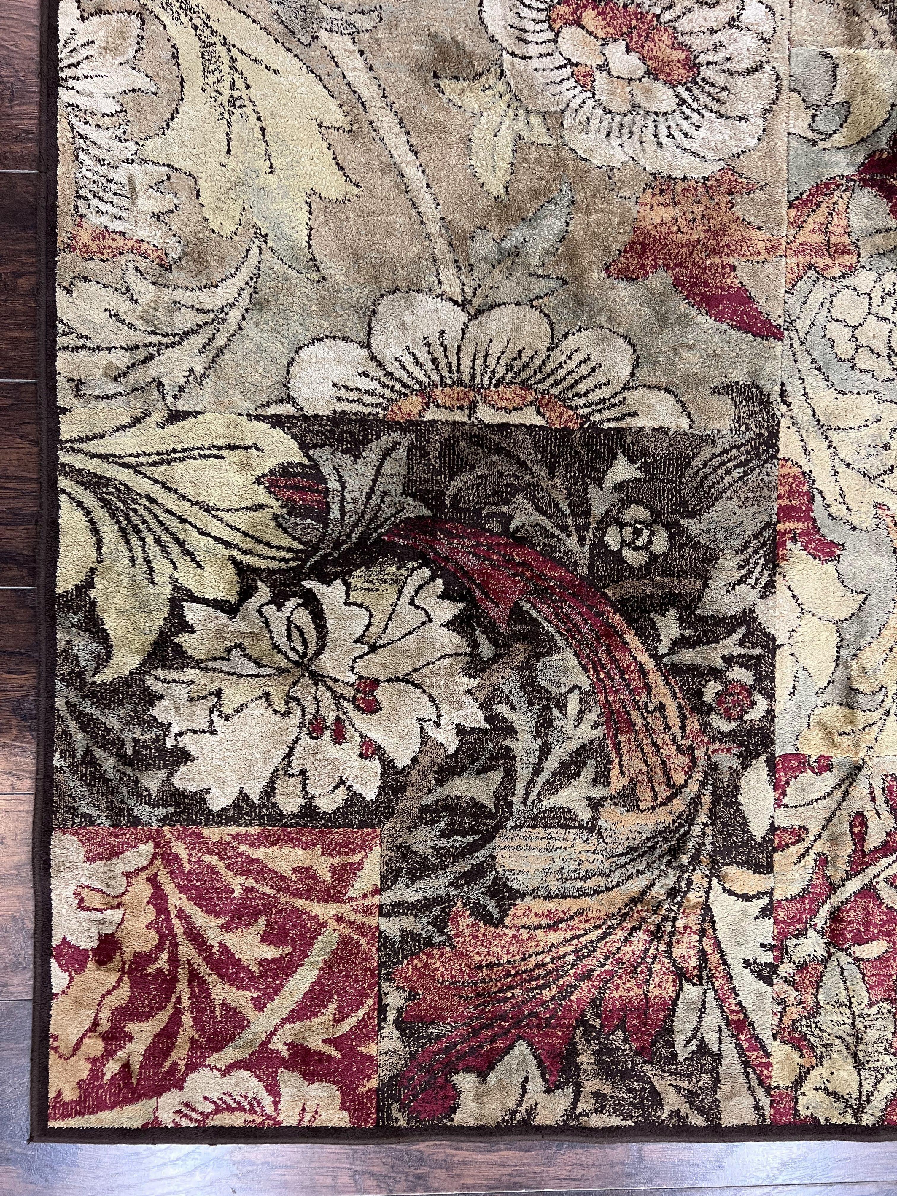 Modern Abstract Area Rug 5x7, Floral Design, Contemporary Carpet 5 x 7, Multicolor