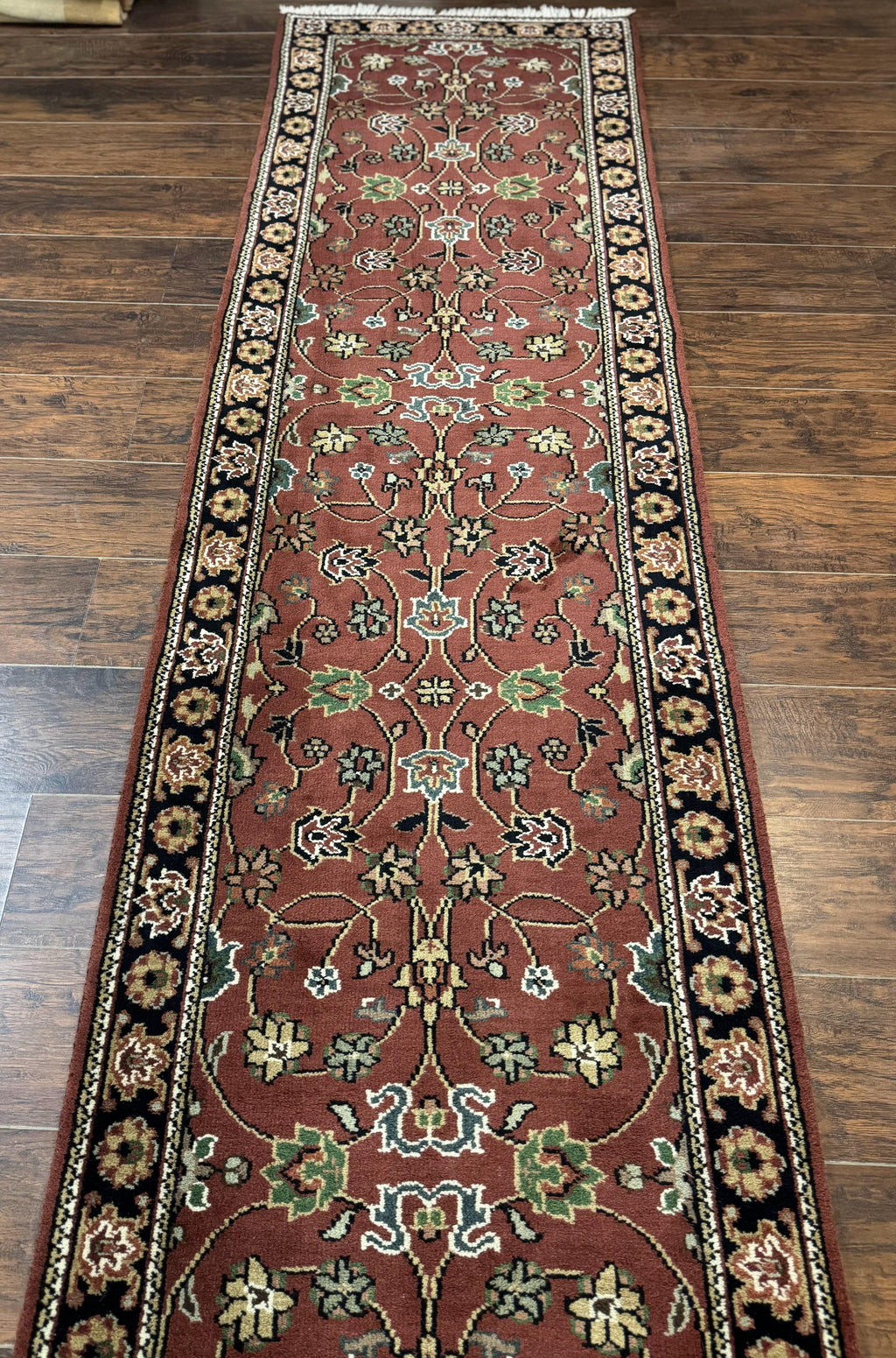 Indo Persian Sarouk Runner Rug 2.8 x 20 ft Runner for Hallway, Long Runner Rug, Handmade