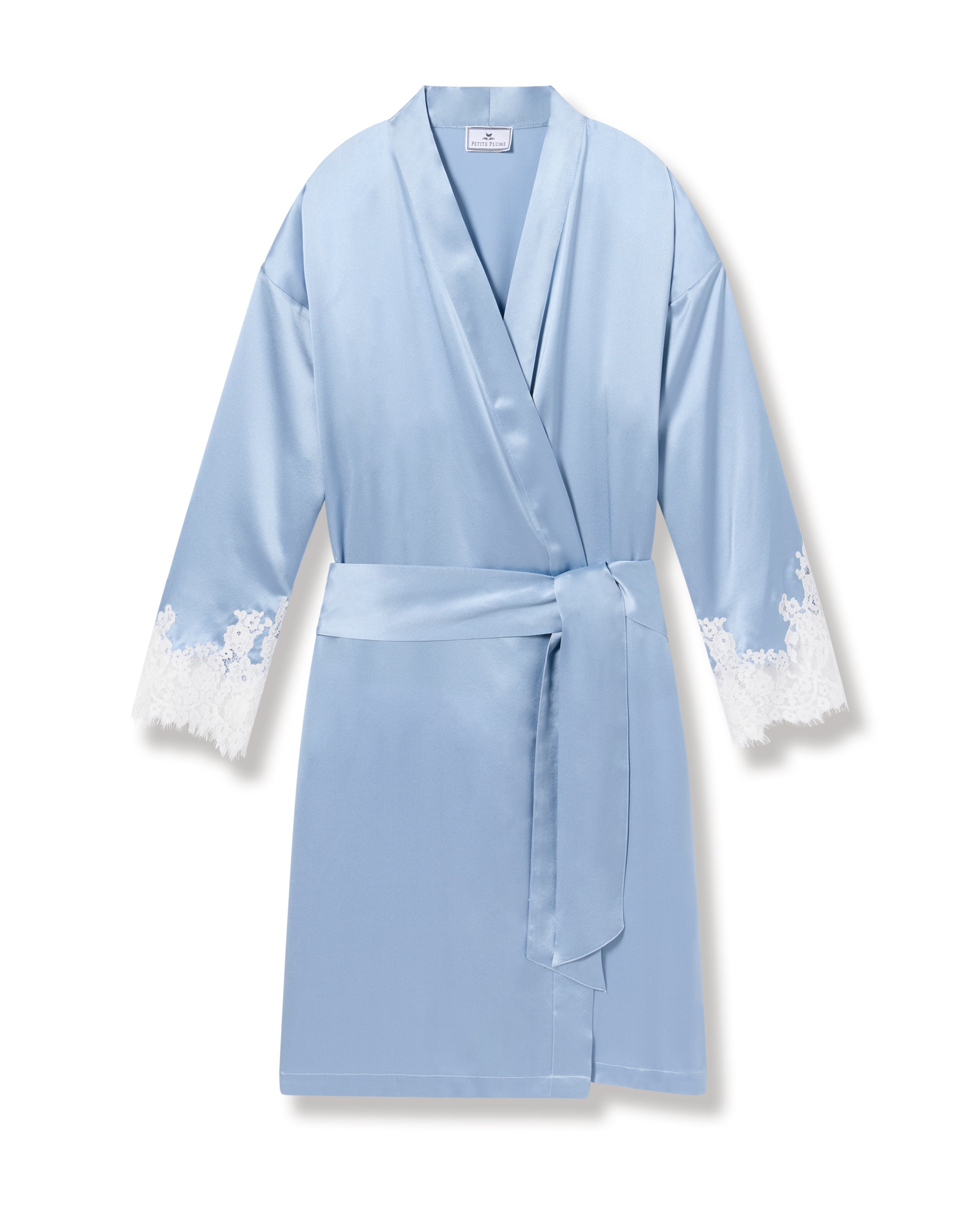 Women's Silk Lace Robe in Periwinkle