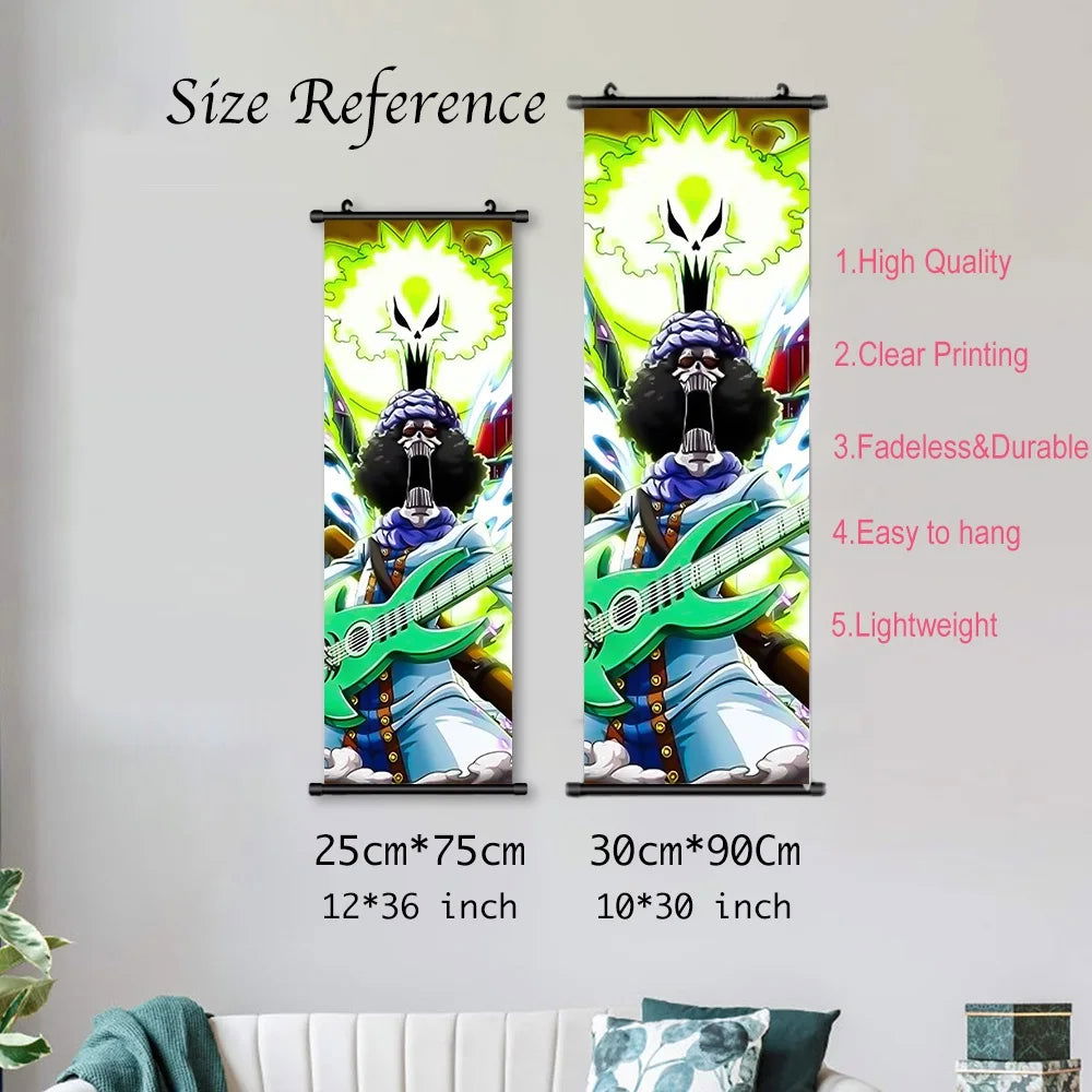 Anime ONE PIECE Poster Scrolls Wall Art, Sanji Roronoa Zoro Luffy Nami Canvas Prints Kids Room Decoration Hanging Scrolls