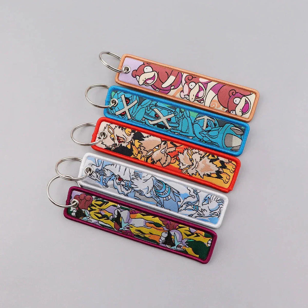 Anime Pokemon Key Chain Embroidery Key Fobs Cartoon Keychains for Car Key Ring Accessories
