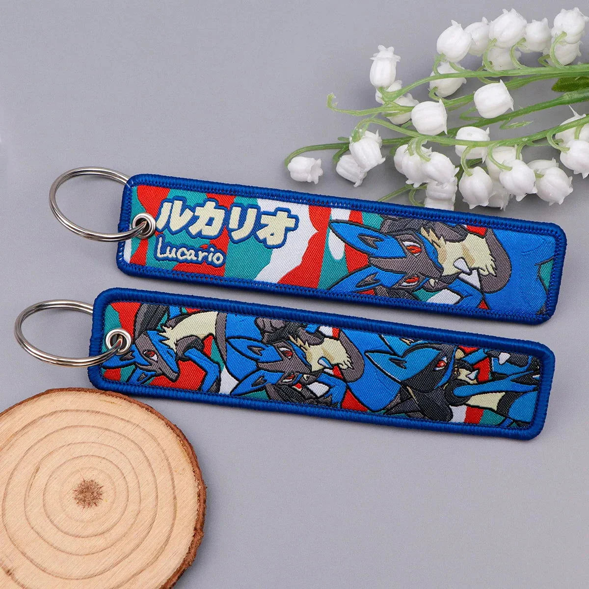 Anime Pokemon Key Chain Embroidery Key Fobs Cartoon Keychains for Car Key Ring Accessories