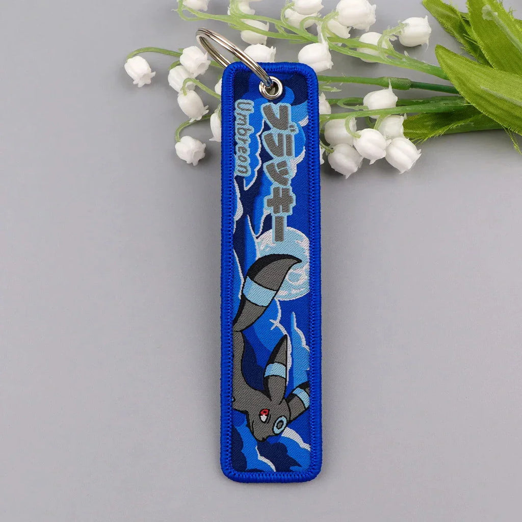 Anime Pokemon Key Chain Embroidery Key Fobs Cartoon Keychains for Car Key Ring Accessories