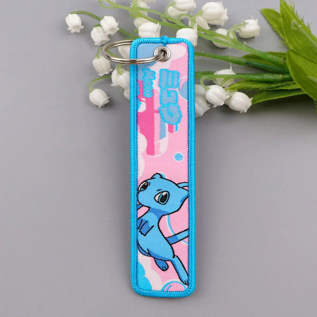 Anime Pokemon Key Chain Embroidery Key Fobs Cartoon Keychains for Car Key Ring Accessories