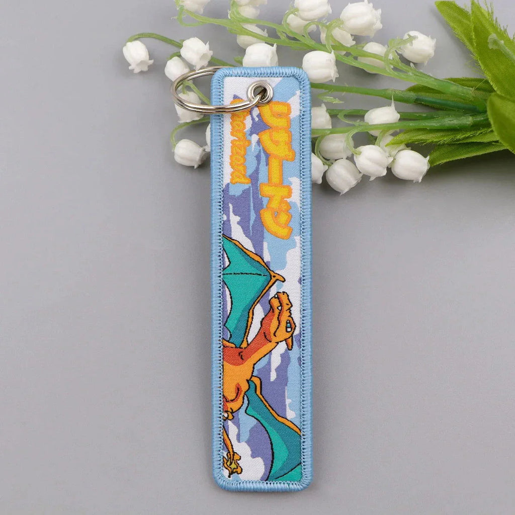 Anime Pokemon Key Chain Embroidery Key Fobs Cartoon Keychains for Car Key Ring Accessories