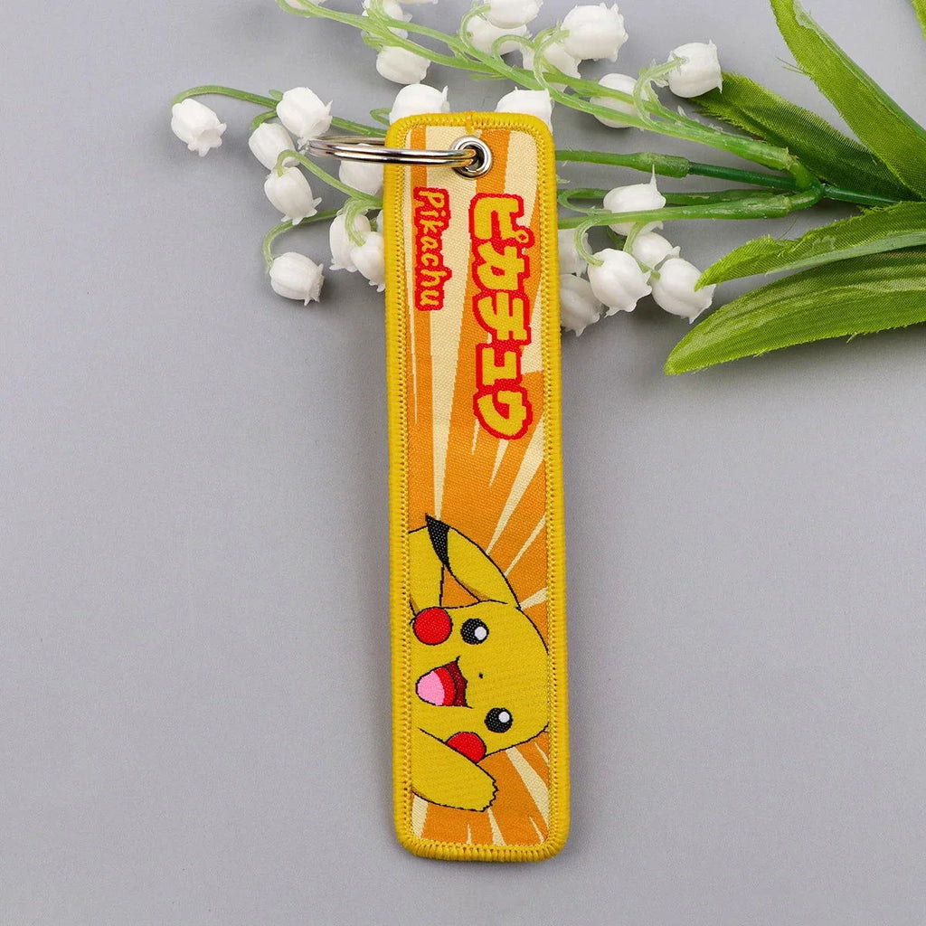 Anime Pokemon Key Chain Embroidery Key Fobs Cartoon Keychains for Car Key Ring Accessories