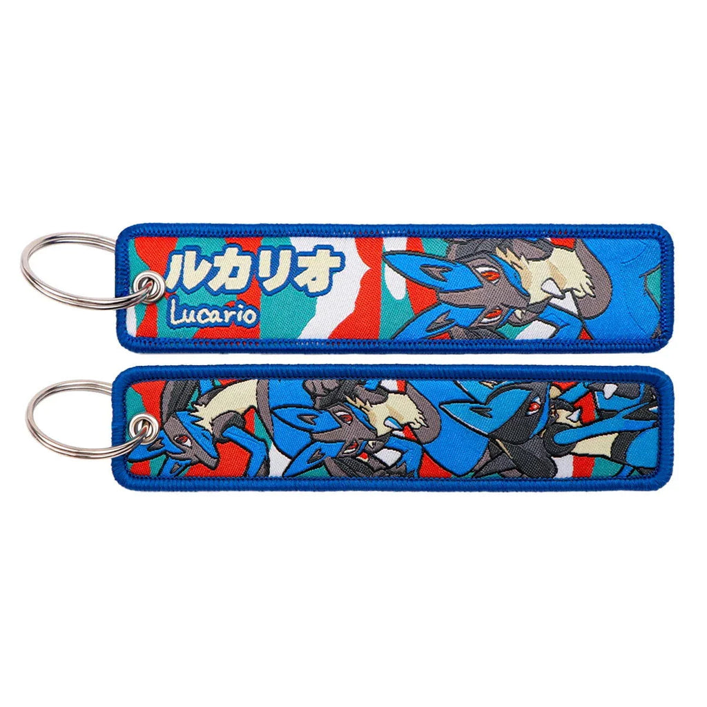 Anime Pokemon Key Chain Embroidery Key Fobs Cartoon Keychains for Car Key Ring Accessories